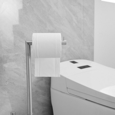 Brushed Nickel Freestanding Toilet Paper Holder with Reserve