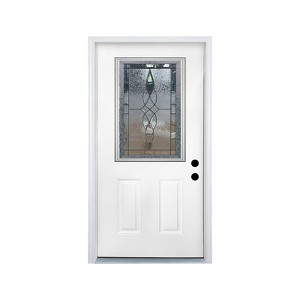 Lirago 2-Panel Fiberglass Front Doors - 36 in. x 80 in. with 6-9/16" Vinyl Frame, Brickmould, Left Hand Inswing - 1 of 4