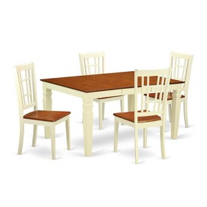 HomeStock 5-Piece Buttermilk and Cherry Finish Solid Wood Top Dining table with 4 Chairs - 1 of 4