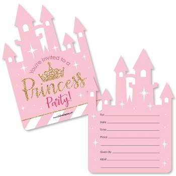 Big Dot of Happiness Little Princess Crown - Shaped Fill-in Invitations - Baby Shower or Birthday Party Invitation Cards with Envelopes - Set of 12