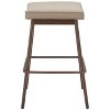 Counter Stool – 27" H With Beige Upholstered Seat & Walnut Faux Wood Steel Frame (Set of 2) By Zuo Modern - 2 of 4
