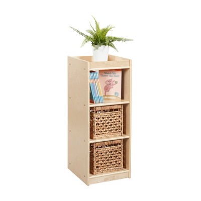 Natural Birch 3-Cube Vertical Storage Cabinet for Kids