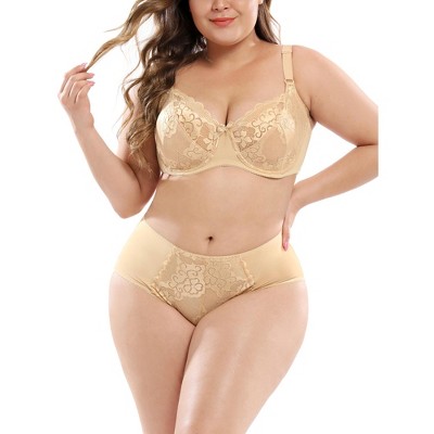 ESETAY Plus Size Push up Bras for Women 34C Beige Women's Full Floral Lace  Bra Oversized Everyday Bra at  Women's Clothing store