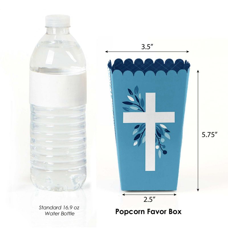 Big Dot of Happiness Blue Elegant Cross - Boy Religious Party Favor Popcorn Treat Boxes - Set of 12, 2 of 6
