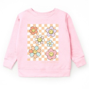The Juniper Shop SmileyWorld Checkered Floral Distressed Youth Sweatshirt - 1 of 3