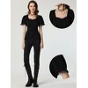 INSPIRE CHIC Women's Square Neck Solid Color Puff Short Sleeve Lace Up Gothic Blouse - 2 of 4