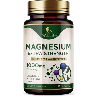 Health Nutrition Naturals Magnesium Extra Strength 1000mg - Chelated for Max Absorption