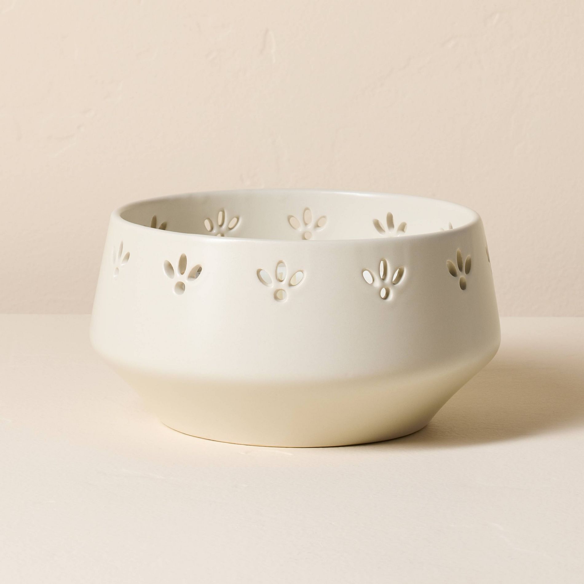 5 Wick Rounded Perforated Ceramic Candle Cream 22oz - Hearth & Hand™ with Magnolia