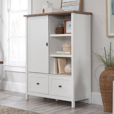 White Adjustable Shelving Office Storage Cabinet with File Drawers