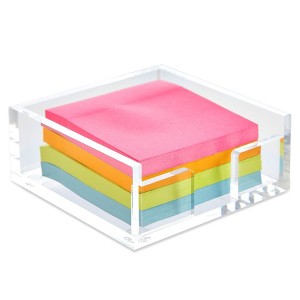 Juvale 4x4-inch Acrylic Sticky Note Dispenser and Organizer for Desk - Accessories Holder for Office Supplies (Clear) - 1 of 4