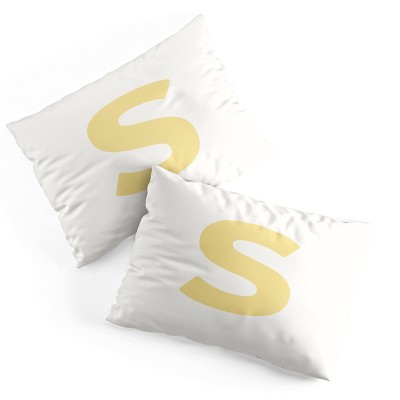 Deny Designs Standard April Lane Art Block Yellow Monogram S Microfiber Printed Pillow Sham