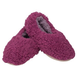 Elanze Designs Deep Purple Two Tone Womens Plush Lined Cozy Non Slip Indoor Soft Slippers - Medium - 1 of 4