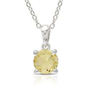 EVERLY JEWELRY | Sterling Silver Solitaire Pendant with Gemstone – Multiple Stone Options - 1 of 2