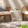 Okak 16" Outdoor/Indoor Side Table Modern Iron End Table Hourglass Open Cage Design Decorative Bistro Table for Patio Garden Yard Deck, White - 4 of 4