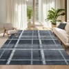 Washable Rug Modern Geometric Accent Rug with Non-Slip Backing Stain-Resistant Plaid Floor Mats Foldable Ultra-Thin Contemporary Indoor Carpet - 3 of 4