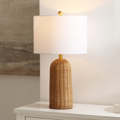 Anto Natural Rattan and White Fabric Table Lamp Set