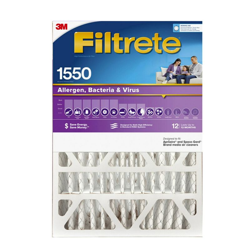 Filtrete 20&#34; x 25&#34; x 4&#34; Allergen Bacteria and Virus Air Filter 1550 MPR, 1 of 14