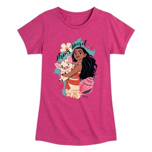 Girls' - Disney Princess - Moana and Pua Strong Spirit Fitted Short Sleeve Graphic T-Shirt - 1 of 4