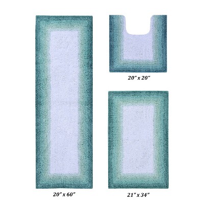 Torrent Collection 100% Soft Cotton Tufted Weave Bath Rug Set, Ombre Pattern, Super Soft & Absorbent, Machine Washable Bathroom Mats