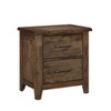 Vynxaria Classic Transitional Nightstand - Burnished Brown Finish,Solid Rubberwood,2 Dovetail Drawers,Antique Brass Pulls, Rustic Bedroom Side Table - 4 of 4