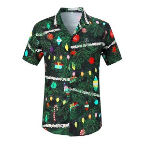 BLUEMING Men's Hawaiian Shirt Short Sleeve Floral Button Down Shirts Hot Holiday Beach Shirts - 1 of 4