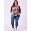 Agnes Orinda Women's Plus Size Round Neck 3/4 Raglan Sleeves Floral Printed Dressy Casual Peasant Tops - 3 of 4