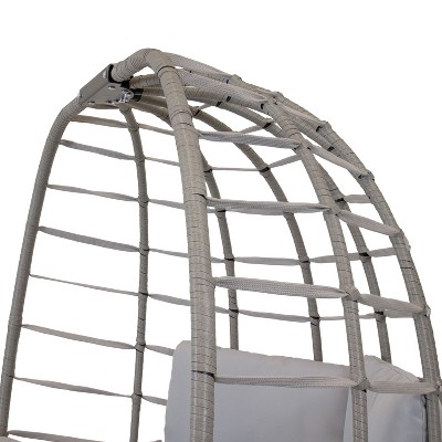 Gray Polyrattan Double Egg Chair Glider with Cushions
