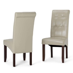 Essex Deluxe Tufted Parson Chair Set of 2 SatCream Faux Leather - Wyndenhall, Satin Ivory