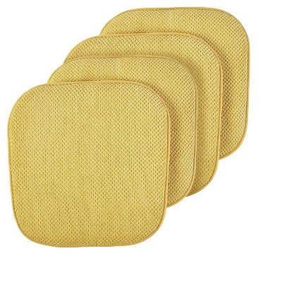 GoodGram Non Slip Chenille Premium Memory Foam Chair Cushions (4 Pack) - 16  in. W x 16 in. L, Black