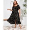 Plus Size Summer Dress for Women Square Neck Casual Boho A Line Maxi Dress - 3 of 4