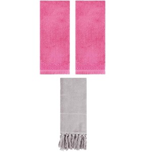 REGALWOVEN 3 Packs Cotton Absorbent Soft Turkish Hand Towels with tassel for Bathroom - 1 of 4