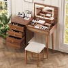 39'' Vanity Desk Boho Style with Flip-Top Tabletop and Organizer Drawers for Bedroom -3irtyhousy - 2 of 4