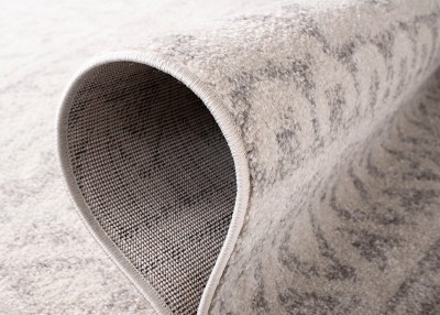 Ivory and Silver Hand-knotted Synthetic Runner Rug