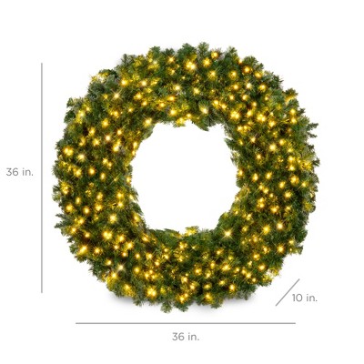36" Pre-Lit Artificial Fir Christmas Wreath with LED Lights