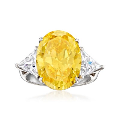 Ross-Simons 9.00 Carat Simulated Yellow Sapphire Ring With 2.00 ct. t.w. Czs in Sterling Silver