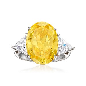 Ross-Simons 9.00 Carat Simulated Yellow Sapphire Ring With 2.00 ct. t.w. Czs in Sterling Silver - 1 of 4