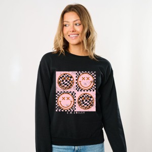 Simply Sage Market S.W.Smiley Pink Four Square Smiley Face Sweatshirt - 1 of 4