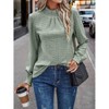 Women Blouse Lace Mock Neck Top Long Lantern Sleeves - 2 of 3