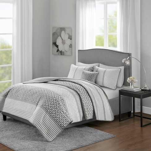 Madison Park 4pc Full/queen William Jacquard Coverlet Set Gray : Target