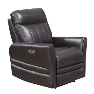 Coachella Power Recliner Chair Brown: Top-Grain Leather, USB Port - Steve Silver Co. - 1 of 4