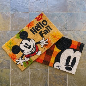 Licensed Disney Mickey Mouse Everyday Christmas Holiday Modern Graphic Novelty Natural Coir Non-Slip Indoor/ Outdoor 2 Pack Door Mat Set, 20x34 - 1 of 4