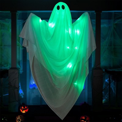 Joyfy 47’’ Halloween Hanging Ghost Decorations with Green LED Light, Hanging Ghost Outdoor Indoor, Front Yard Patio Lawn Garden Party Decor