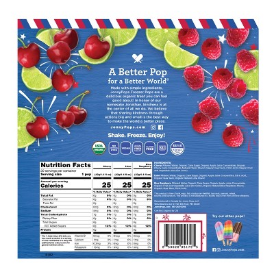 JonnyPops Organic Freezer Pops Red, White & Blue: Cherry, Limeade & Blue Raspberry - 28 fl oz/20ct
