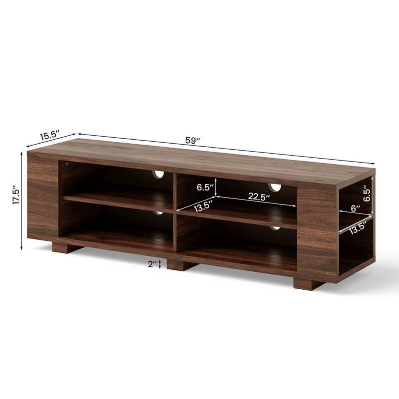 Costway 59'' Wood TV Stand Console Storage Entertainment Media Center w/ Adjustable Shelf, 4 of 10