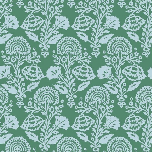 Tempaper Peel And Stick Wallpaper Floral Damask Green : Target