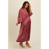 PinkBlush Mauve Satin Pleated V-Neck Maternity Maxi Dress - 3 of 4