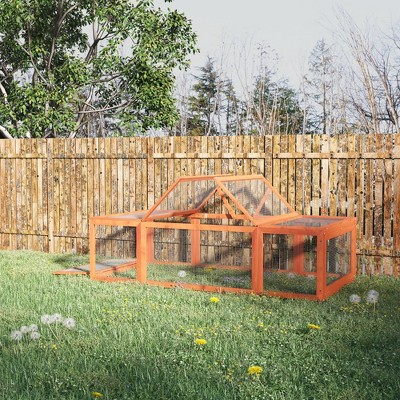 Large Natural Fir Wood Outdoor Rabbit Hutch with Lockable Doors