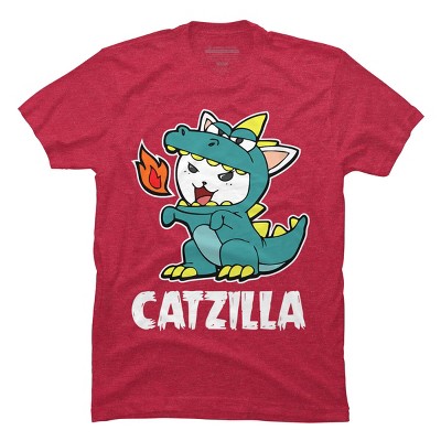 Men's Design By Humans Catzilla Halloween Costume Dragon Monster Kitten Cats Lover By lenxeemyeu T-Shirt