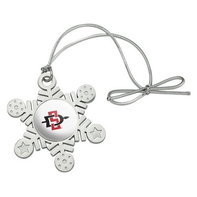 San Diego State University Primary Logo Metal Snowflake Christmas Tree Holiday Ornament