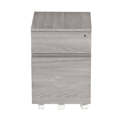 Gray MDF Lockable 2-Drawer Vertical Filing Cabinet